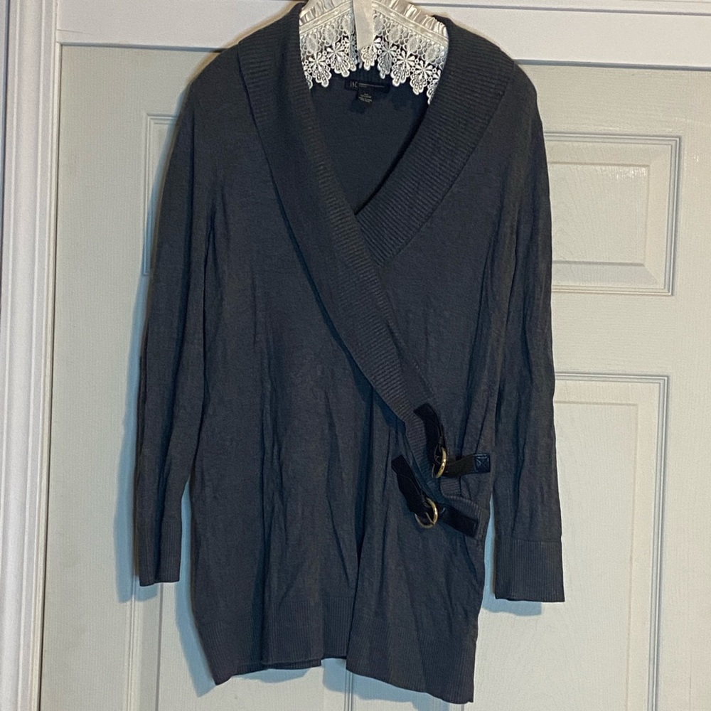 ⭐️INC Faux wrap sweater with buckles⭐️